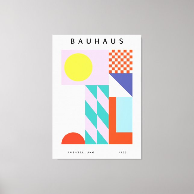 Modern Bauhaus Wall Art Pink Yellow (Front)