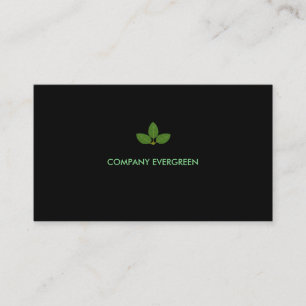 Modern Bay Leaves on Black Business Card