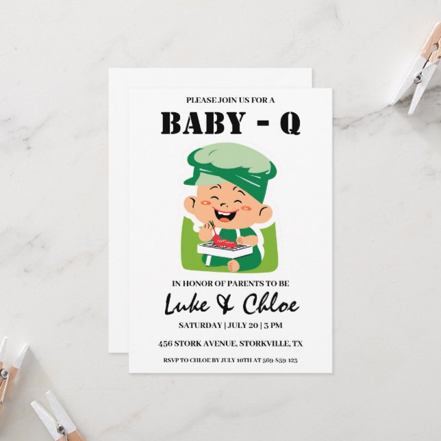 modern bbq baby shower invitations (Front/Back In Situ)