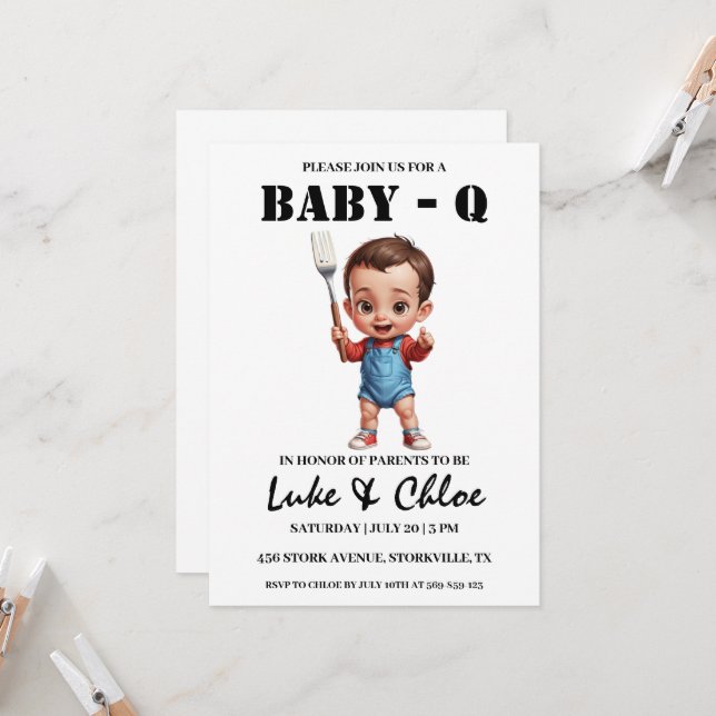 modern bbq baby shower invitations (Front/Back In Situ)