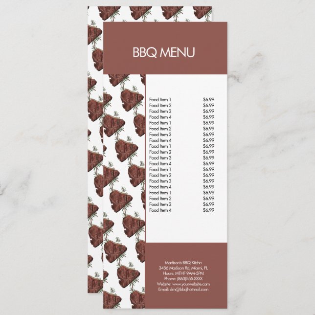 Modern BBQ Grill Steak Restaurant Menu (Front/Back)