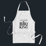 Modern BBQ King Crown Grill Dad Husband For Him Standard Apron<br><div class="desc">Personalised BBQ King Crown Grill Master Adult Apron</div>