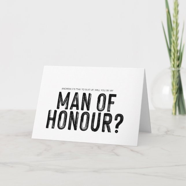 Modern Be My Man of Honour Wedding Card (Front)
