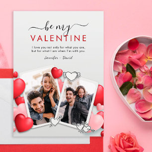 Modern Be my Valentine Photo Holiday Card