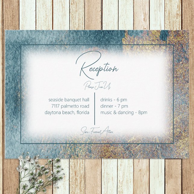 Modern Beach Abstract Wedding Reception Enclosure Card (Creator Uploaded)