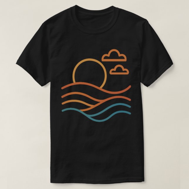 Modern Beach Artwork Men's Dark T-Shirt (Design Front)