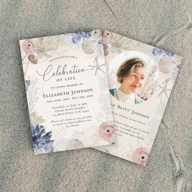 Modern Beach Celebration of Life Memorial Invitation (Creator Uploaded)