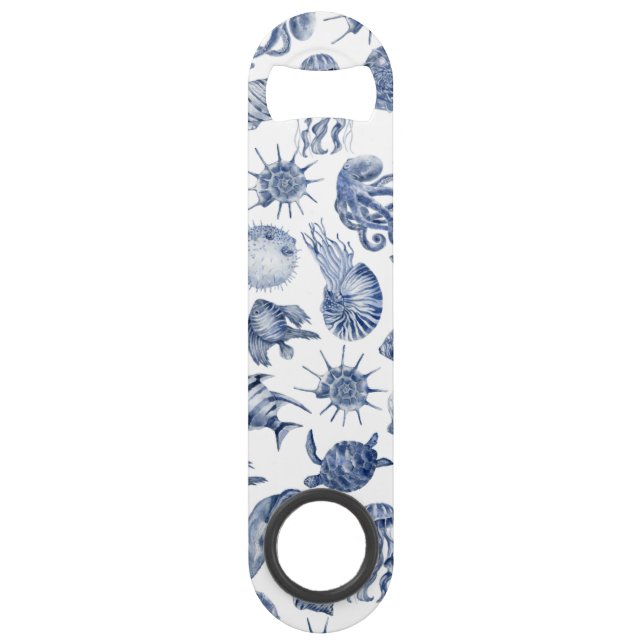Modern Beach Coastal Watercolor Wedding Blue (Front)