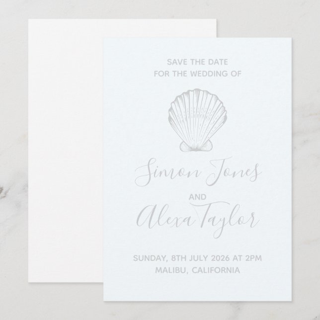 Modern Beach destination wedding save the date (Front/Back)