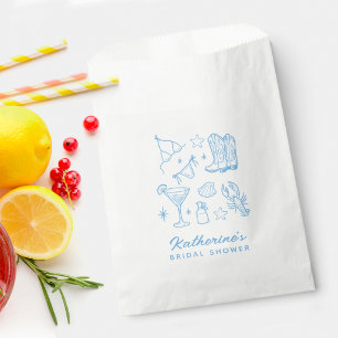 Modern Beach Life Blue Hand Drawn Bridal Shower Favour Bags