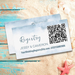 Modern Beach Nautical  QR Code Wedding Registry  Enclosure Card