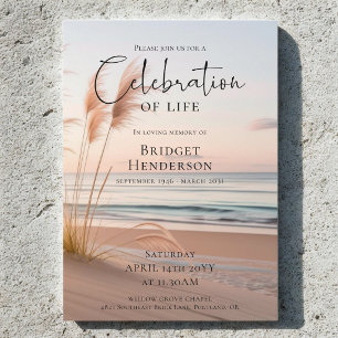 Modern Beach Ocean Celebration of Life Memorial Invitation