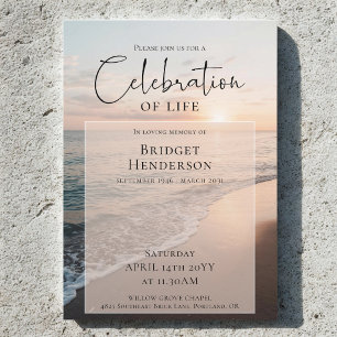 Modern Beach Ocean Celebration of Life Memorial Invitation
