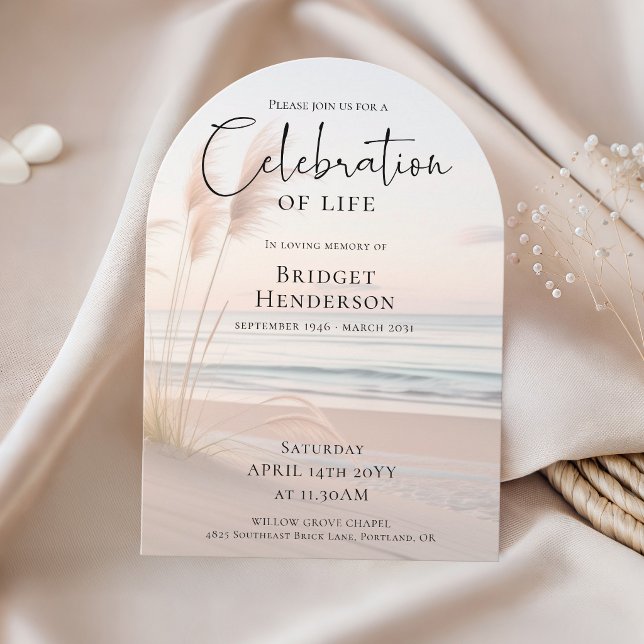 Modern Beach Ocean Celebration of Life Memorial Invitation (Creator Uploaded)