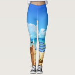Modern beach ocean panorama pattern leggings<br><div class="desc">Modern beach ocean panorama pattern legging.</div>