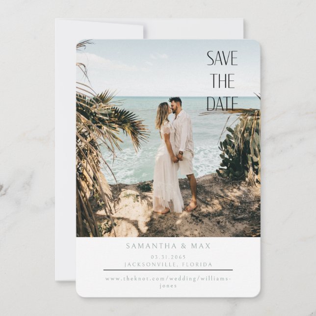 Modern Beach Photo Rounded Save the Date (Front)