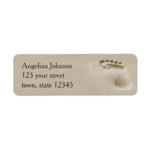 Modern Beach Sand Footprint Return Address