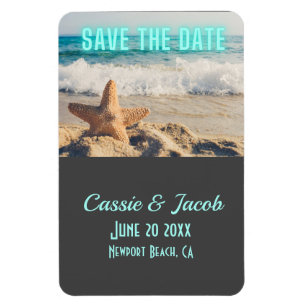 Modern Beach Scene Save the Date Vertical  Magnet