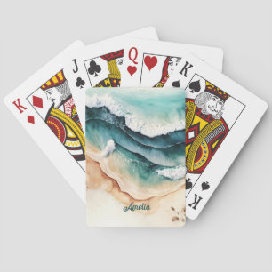 Modern Beach Sea Waves Seaside Sand Playing Cards