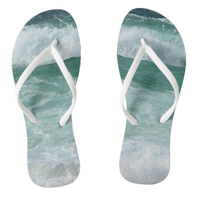 Modern Beach Sea Waves Seaside Template Adult Jandals (Footbed)