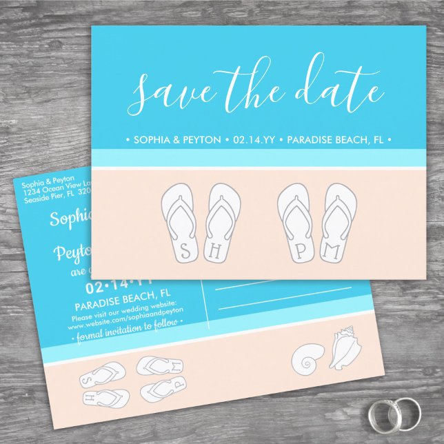 Modern Beach Simple Tropical Wedding Save the Date Announcement Postcard (Creator Uploaded)