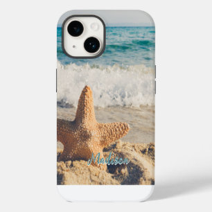 Modern Beach Starfish Shell Sky Personalised iPhone 14 Case