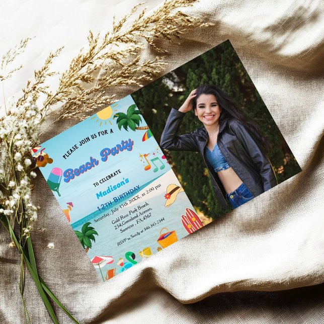 Modern Beach Summer birthday Party Invitation (Creator Uploaded)