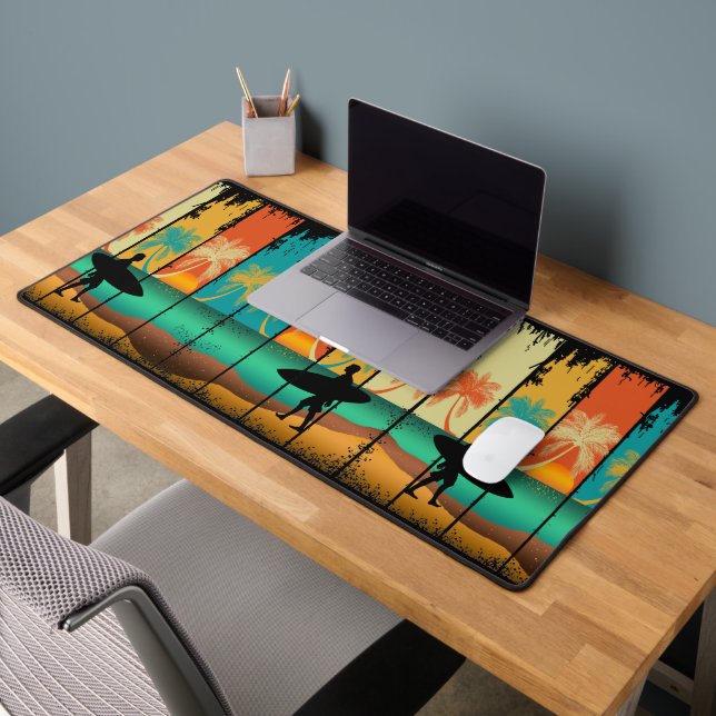MODERN BEACH SUMMER SURFING VACATION DESK MAT (Office 2)