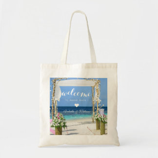 Modern Beach Summer Wedding Welcome Favour Tote Bag
