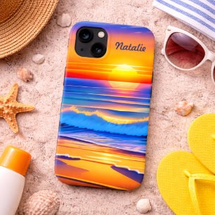 Modern Beach Sunset iPhone 13 Case
