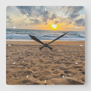 Modern Beach Sunset Wall Clock Home Decoration Art