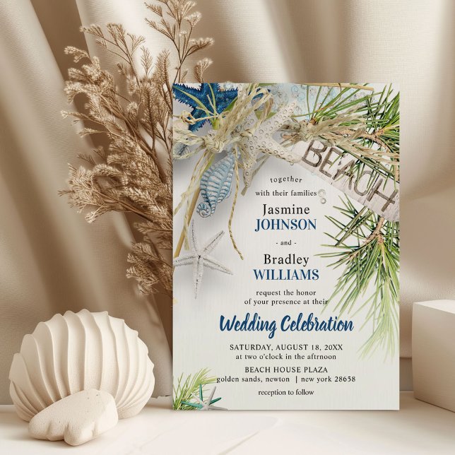Modern Beach Theme Wedding Invitation (Creator Uploaded)
