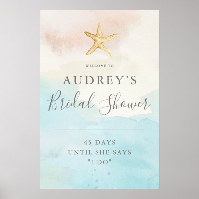 Modern Beach Themed Bridal Shower Welcome Poster (Front)