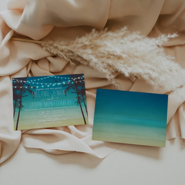 Modern Beach Tropical Palm Tree Wedding Invitation (Creator Uploaded)
