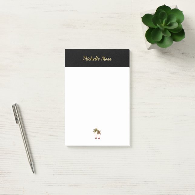 Modern Beach Tropical Palm Trees Script Post-it Notes (Office)