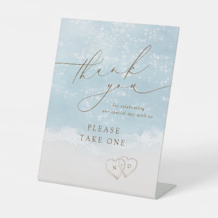 Modern Beach wedding favors please take one Pedestal Sign
