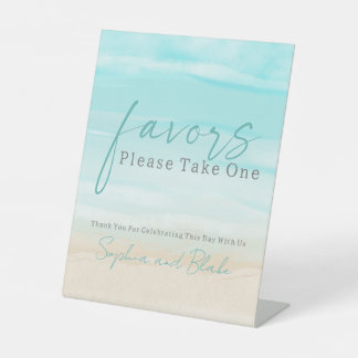 Modern Beach Wedding Favours Pedestal Sign