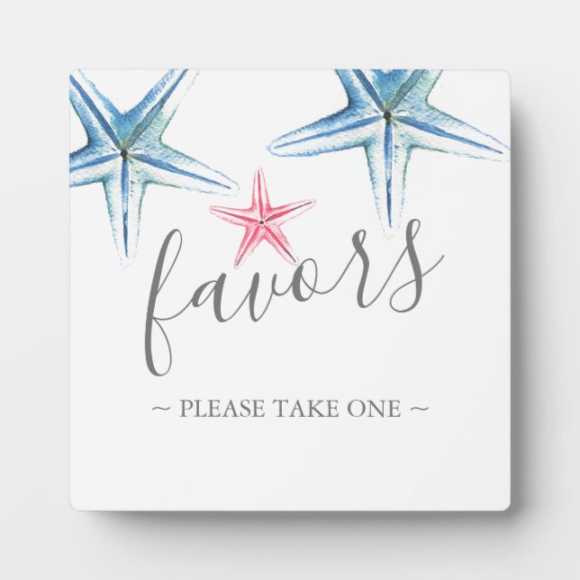 Modern Beach Wedding Favours Sign Plaque (Front)