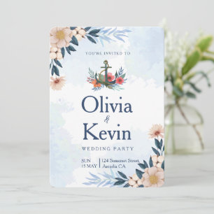 Modern Beach Wedding Invitation, Tropical wedding  Invitation