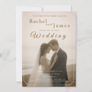 Modern Beach Wedding Invitation with QR Code