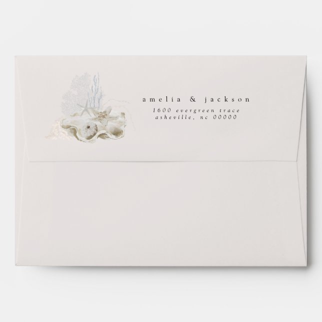 Modern Beach Wedding Tropical Return Address Envelope (Back (Top Flap))