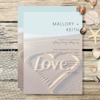 Modern Beach with Heart Vellum Style Wedding