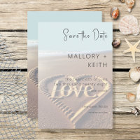 Modern Beach with Heart Vellum Style Wedding