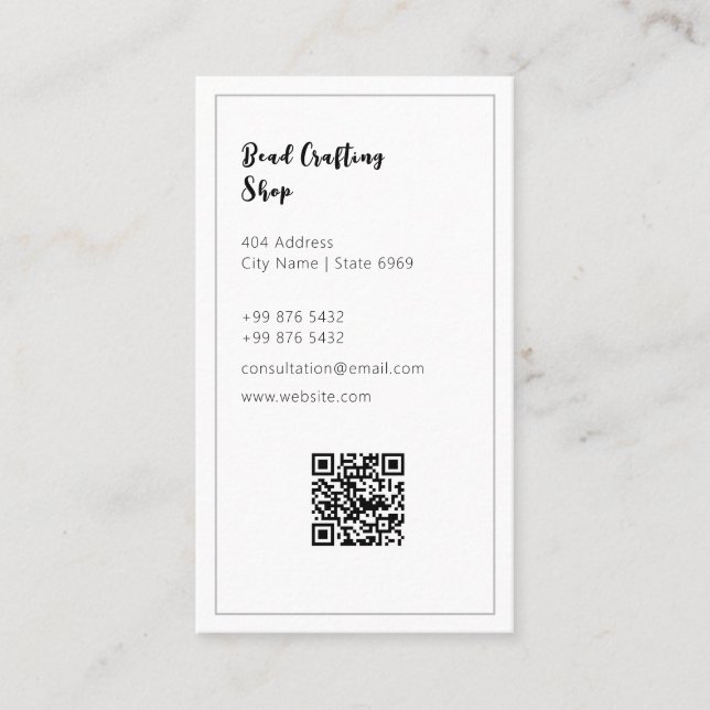 Modern bead Crafting | Minimalist Business Card (Front)
