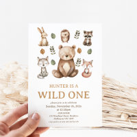 Modern Bear Woodland Wild One 1st Birthday