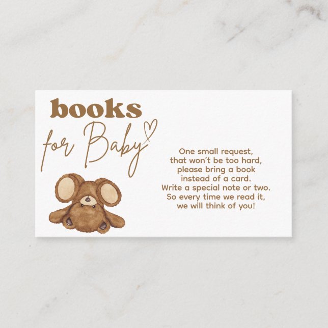 Modern Bearly Wait Baby Shower Books Request Enclosure Card (Front)