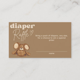 Modern Bearly Wait Baby Shower  Diaper Raffle Enclosure Card