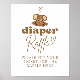 Modern Bearly Wait Baby Shower Diaper Raffle  Poster