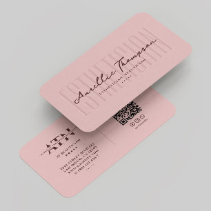 Modern Beautician Aesthetician Monogram Pink  Business Card