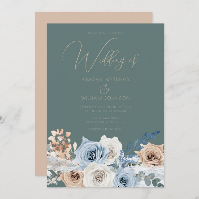 Modern Beautiful Boho Elegant Wedding Invitation (Front/Back)